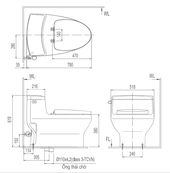 Bồn cầu 1 khối Inax AC-4005VN