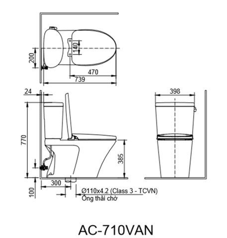 Ban ve ky thuat bon cau Inax AC-710VAN