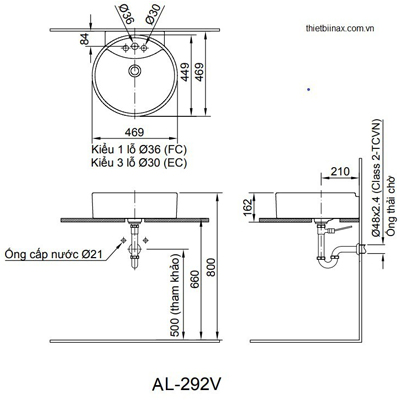 Chậu rửa Inax đặt bàn AL-292 (EC/FC)