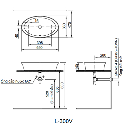 Chậu rửa Inax đặt bàn AL-300V/BW1