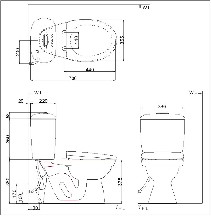 Ban ve ky thuat Bon cau Inax C-306 VPT