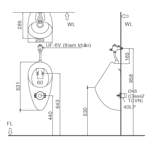 Ban ve ky thuat bon tieu nam Inax U-117V