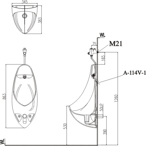 Ban ve ky thuat bon tieu nam Inax U-417V