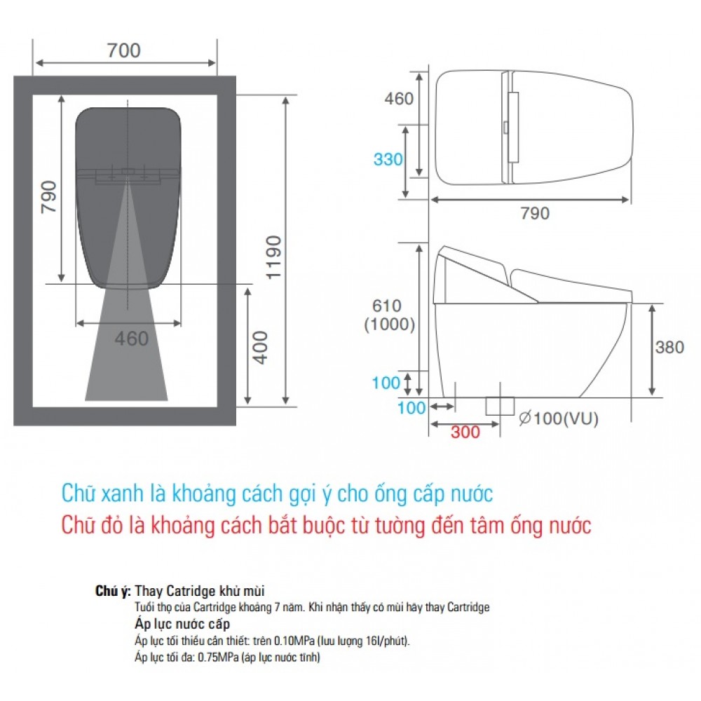 Bồn cầu cảm ứng  REGIO DV-R115VH-VN/BKG