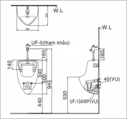 Âu tiểu Nam Inax U-440V/BW1