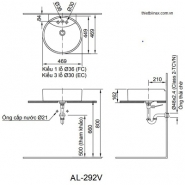 Chậu rửa đặt bàn Inax AL-293V(EC/FC)/BW1