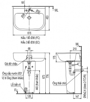 Chậu rửa Inax treo tường L-298V + L298VD